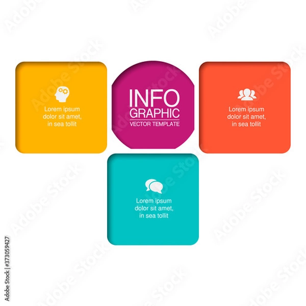 Obraz Vector infographic template with 3 steps or options. Data presentation, business concept design for web, brochure, diagram.