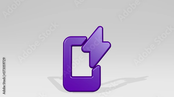 Fototapeta PHONE ACTION FLASH 3D icon casting shadow, 3D illustration
