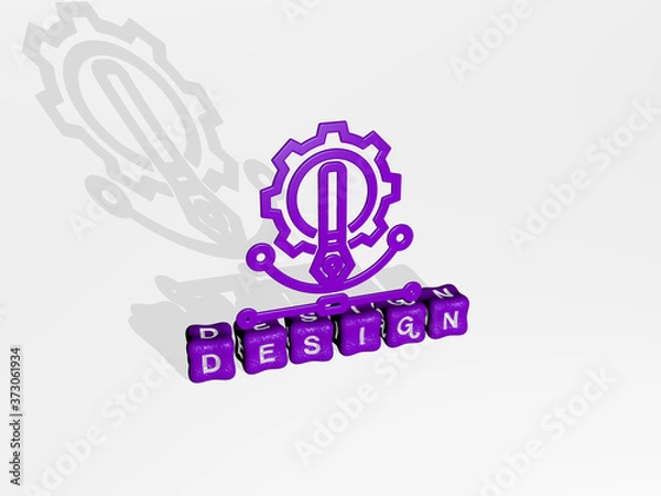 Fototapeta DESIGN 3D icon on cubic text, 3D illustration