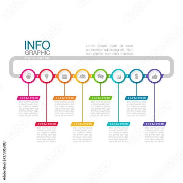 Fototapeta Vector infographic template with 8 steps or options. Data presentation, business concept design for web, brochure, diagram.