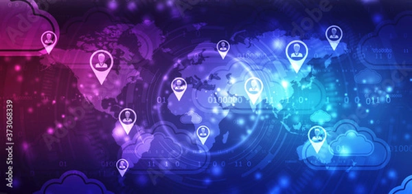 Fototapeta 2d illustration of  Cloud computing, Cloud Computing Concept, Cloud computing network, internet technology concept background