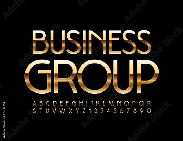 Fototapeta Vector elite logo Business Group. Gold elegant Font. Chic modern Alphabet Letters and Numbers set