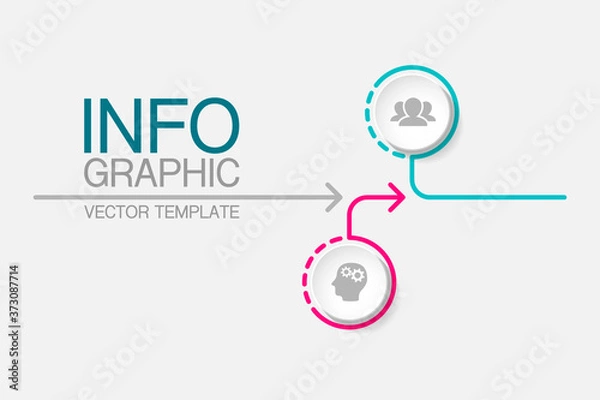 Fototapeta Vector infographic template with 2 steps or options. Data presentation, business concept design for web, brochure, 