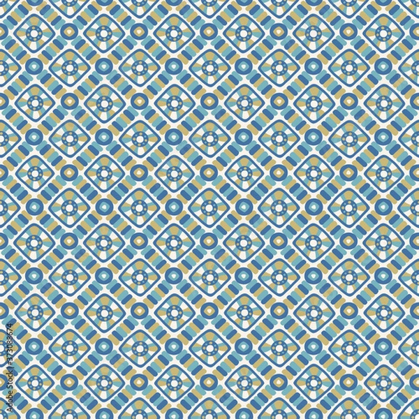 Fototapeta Mosaic African ethnic seamless pattern in retro colors 