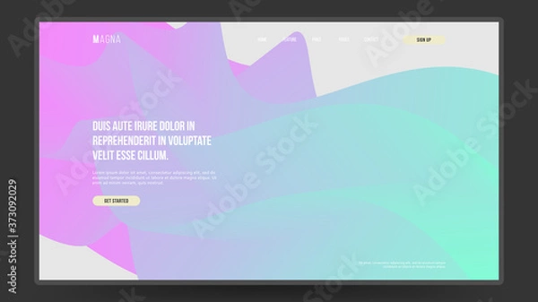 Fototapeta Homepage, landing page background. Abstract liquid, fluid shapes composition. 3D effect with blend gradient. Eps10 vector.