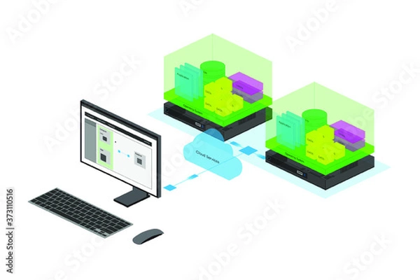 Fototapeta Optimization of the compute application engine from Cloud services.
