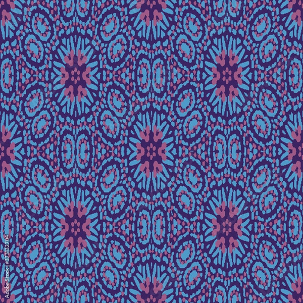 Fototapeta Decorative batik ornament seamless vector pattern. Ornamental dotted surface print design for fabrics, stationery, wrapping paper, scrapbook, and packaging.