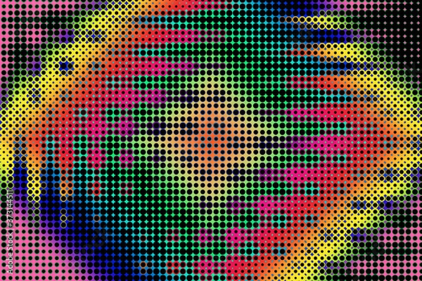 Fototapeta An abstract wavy psychedelic halftone background image.