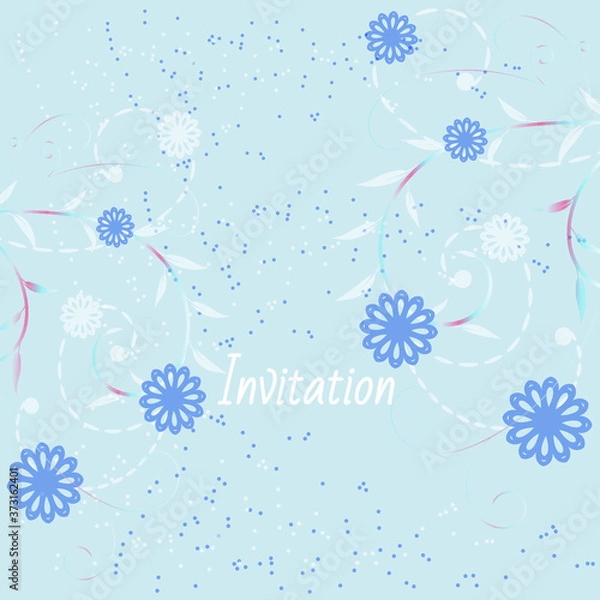 Fototapeta Greeting card design template. Gentle Flower card. Floral card for greetings or invitations. Flower pattern decoratively romantically abstraction illustration. Vector illustration.	