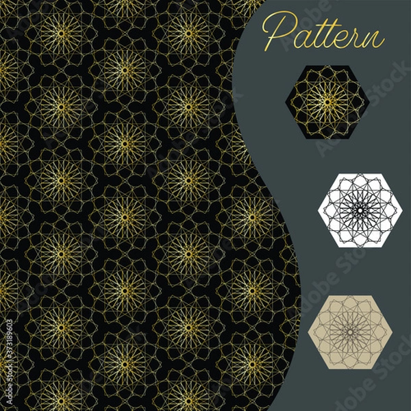 Obraz pattern gold color vintage and Thai Line vector design