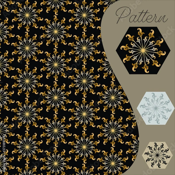 Obraz pattern gold color vintage and Thai Line vector design