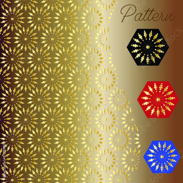 Obraz pattern gold color vintage and Thai Line vector design