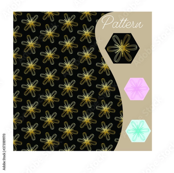 Obraz pattern gold color vintage and Thai Line vector design