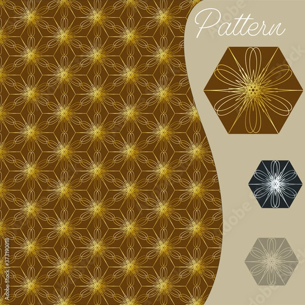 Obraz pattern gold color vintage and Thai Line vector design