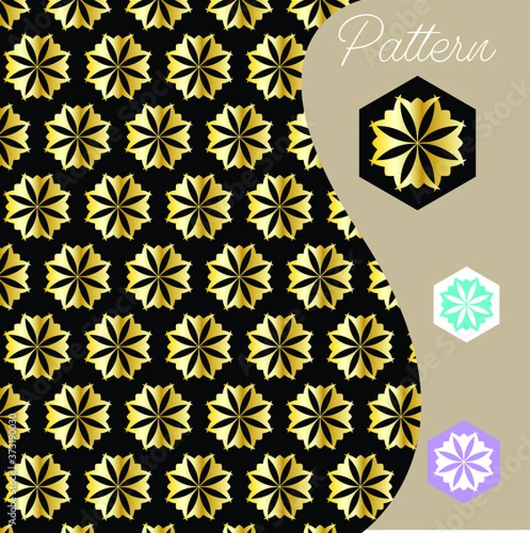 Obraz pattern gold color vintage and Thai Line vector design