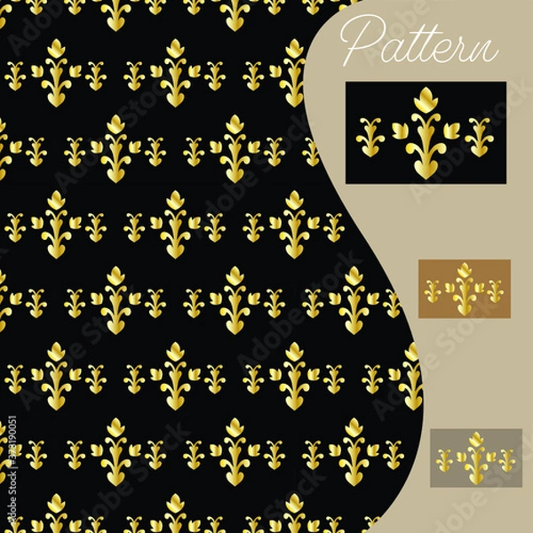 Obraz pattern gold color vintage and Thai Line vector design