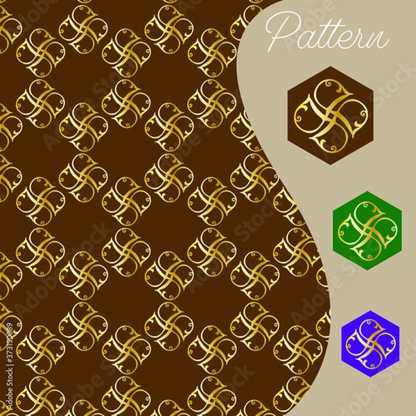Obraz pattern gold color vintage and Thai Line vector design
