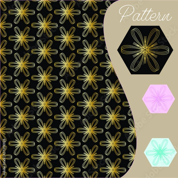 Obraz pattern gold color vintage and Thai Line vector design