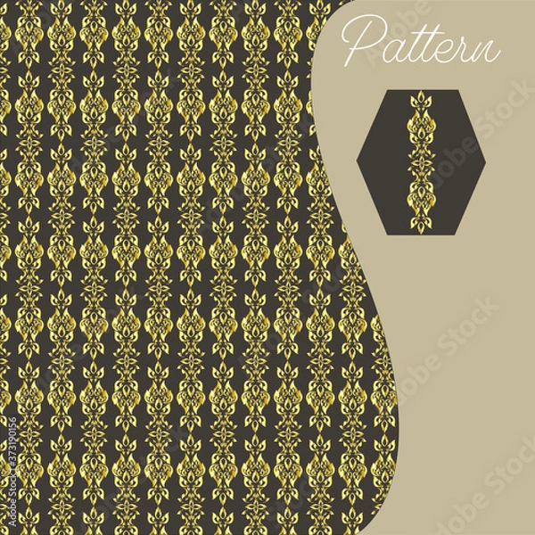 Obraz pattern gold color vintage and Thai Line vector design