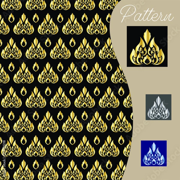 Obraz pattern gold color vintage and Thai Line vector design