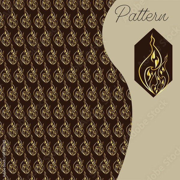 Obraz pattern gold color vintage and Thai Line vector design