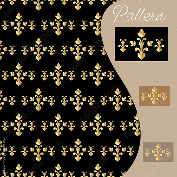 Obraz pattern gold color vintage and Thai Line vector design