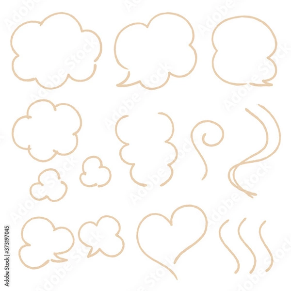 Fototapeta 湯気・煙の淡色の線画ワンポイントセット　鍋　ほかほか　あつあつ　ホット　たばこの煙