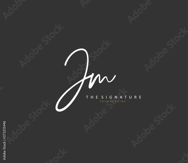 Fototapeta J M JM Initial letter handwriting and signature logo. A concept handwriting initial logo with template element.