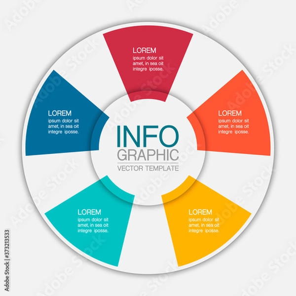Obraz Vector infographic template, circle with 5 steps or options. Data presentation, business concept design for web, brochure, diagram.