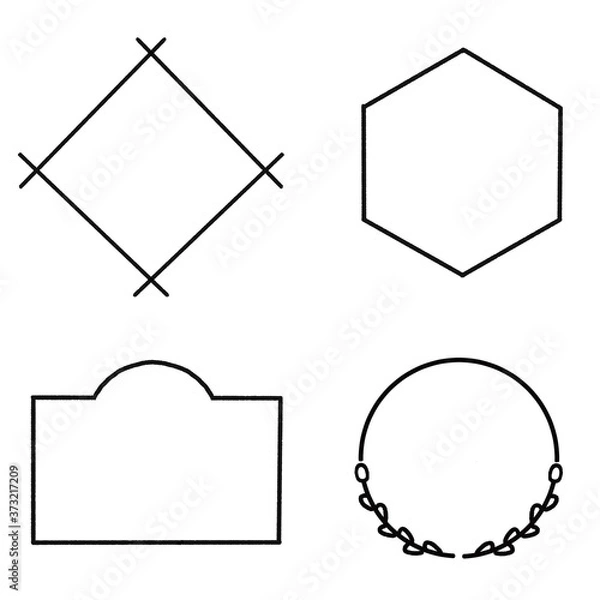 Obraz 飾り罫　フレーム　シンプル　セット　枠　モノクロ