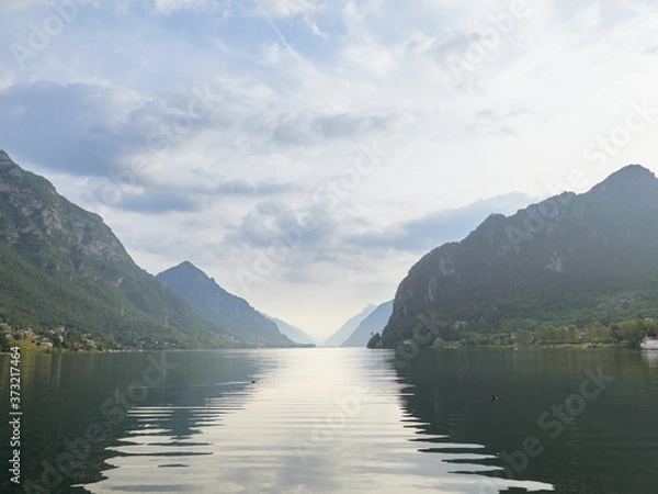 Obraz View over Lake Idro Italy with dramatic clouds
