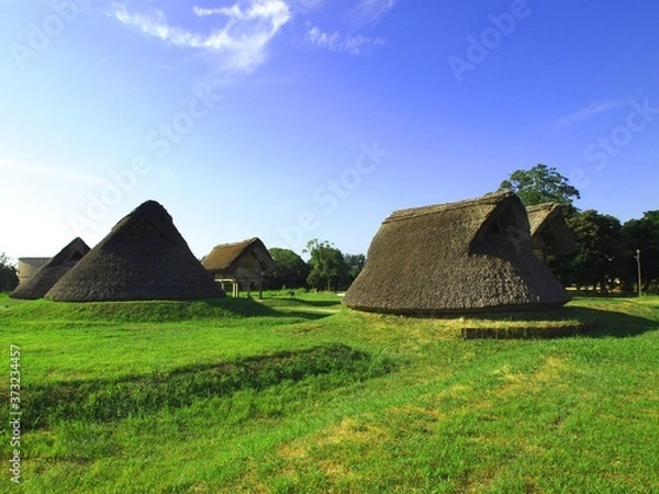 Obraz ＜登呂遺跡＞竪穴式住居・高床式倉庫
