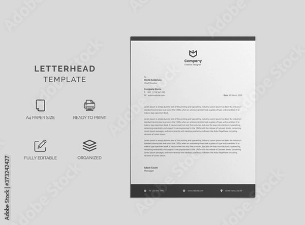 Fototapeta Abstract Corporate Business Style Letterhead Design Vector Template For Your Project. Simple And Clean Print Ready Design, Elegant Flat Design Vector Illustration.
