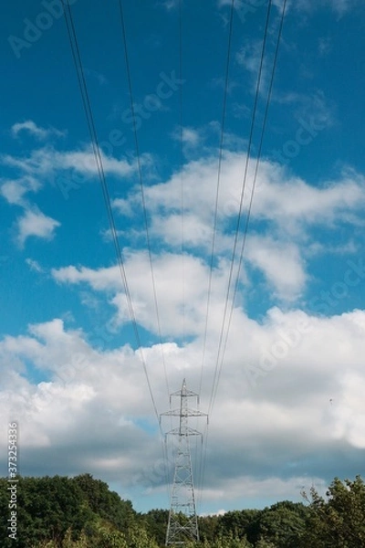 Obraz 鉄塔と送電線