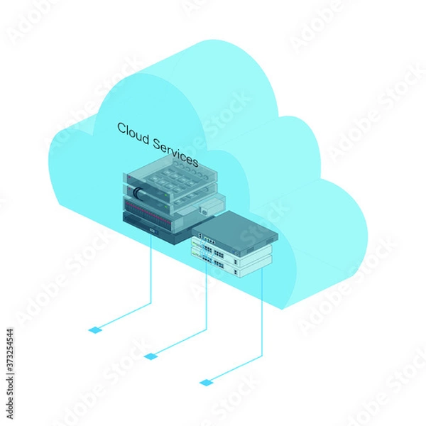 Fototapeta Components within a cloud service that describe devices and not different as traditional server systems.