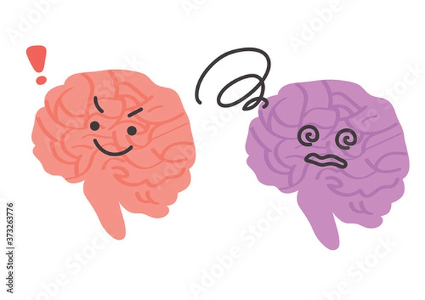 Fototapeta 健康な脳と不健康な脳のイラスト