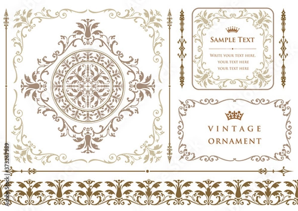 Obraz  ビンテージオーナメントセット。ボーダー、フレーム。