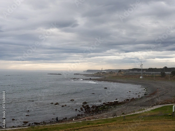 Obraz A view of the Kominato Coast in the quiet morning. Hashikami-cho, Sannohe-gun, Aomori, Japan.