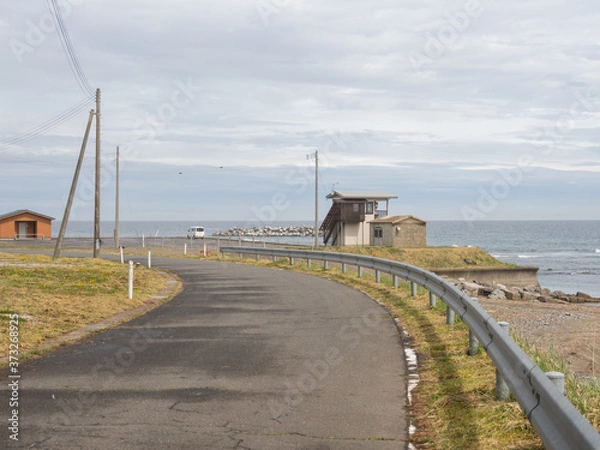 Obraz The trail along the ocean. The Michinoku Coastal Trail in IwatePrefecture, Japan.