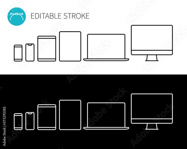 Obraz ラインアイコンのデジタルデバイスセット（小）