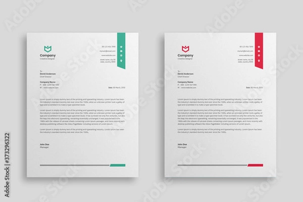 Fototapeta Abstract Corporate Business Style Letterhead Design Vector Template For Your Project. Simple And Clean Print Ready Design, Elegant Flat Design Vector Illustration.