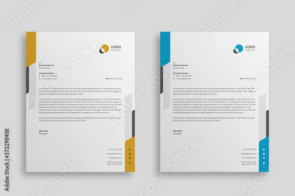 Fototapeta Abstract Corporate Business Style Letterhead Design Vector Template For Your Project. Simple And Clean Print Ready Design, Elegant Flat Design Vector Illustration.