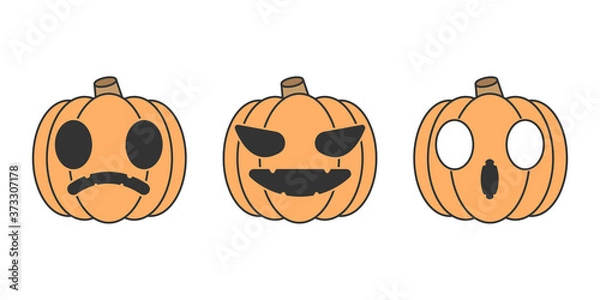 Fototapeta Set of Halloween pumpkin characters, Ghost character, Cartoon illustration eps10 vector format.	