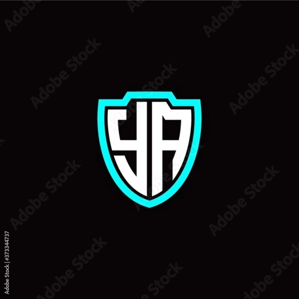 Fototapeta Initial Y A letter with shield modern style logo template vector