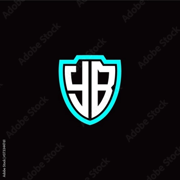 Fototapeta Initial Y B letter with shield modern style logo template vector