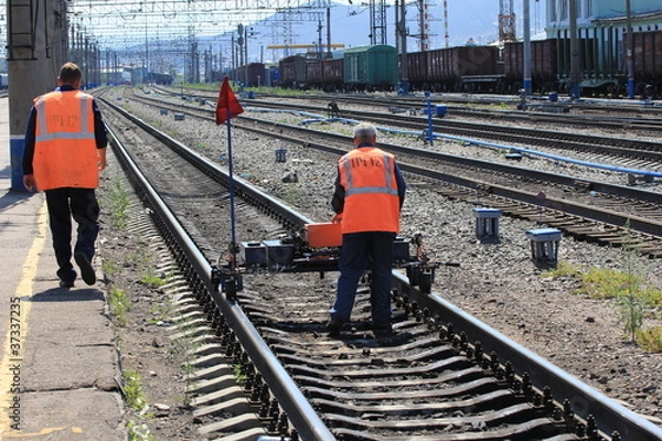 Obraz Рабочие на железной дороге