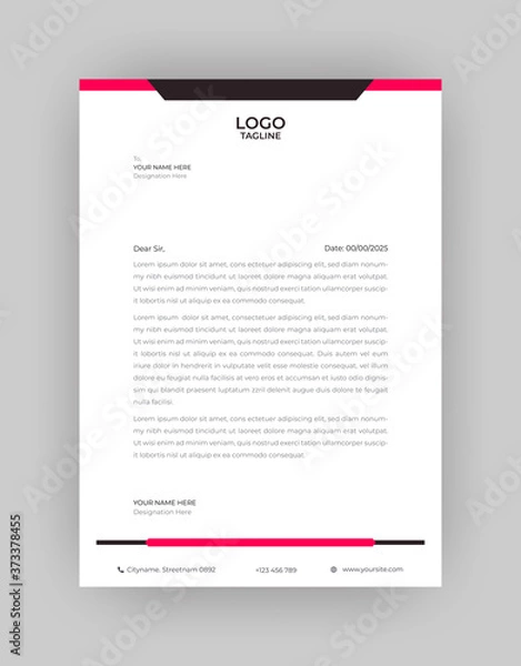 Fototapeta Simple Modern Creative & Clean business style Letterhead vector template design.
