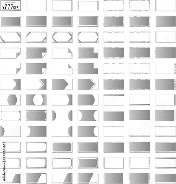 Fototapeta セールやクーポンに使えるシルバー系グラデーションのバナー、フレームセット