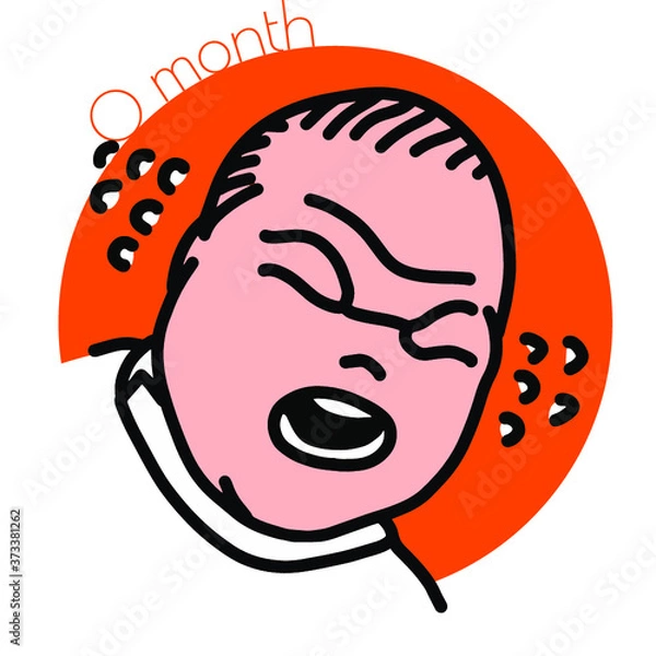 Fototapeta 0month-泣いている新生児のイラスト