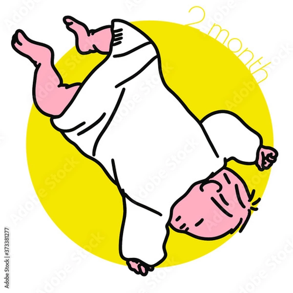 Fototapeta 2month-寝ている赤ちゃんのイラスト